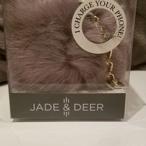 Jade & Deer faux from bag charm  pom charger Gray